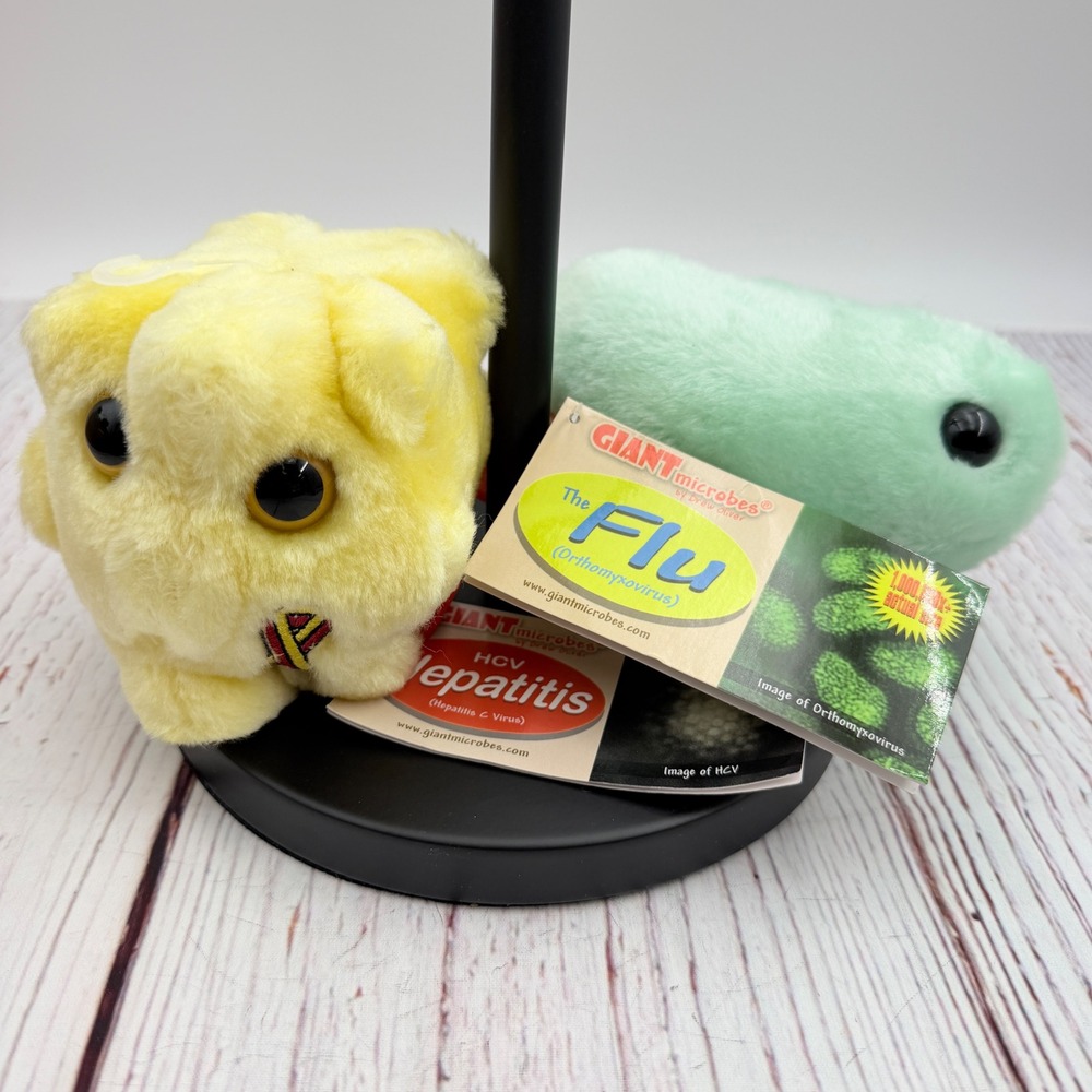GIANTmicrobes Hepatitis C and The Flu Plush Toy Set NWT Drew Oliver Science Toy